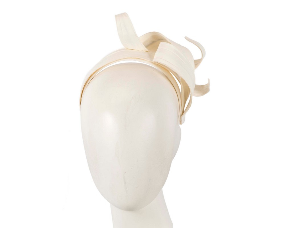 Ivory PU leather leaves fascinator by Max Alexander
