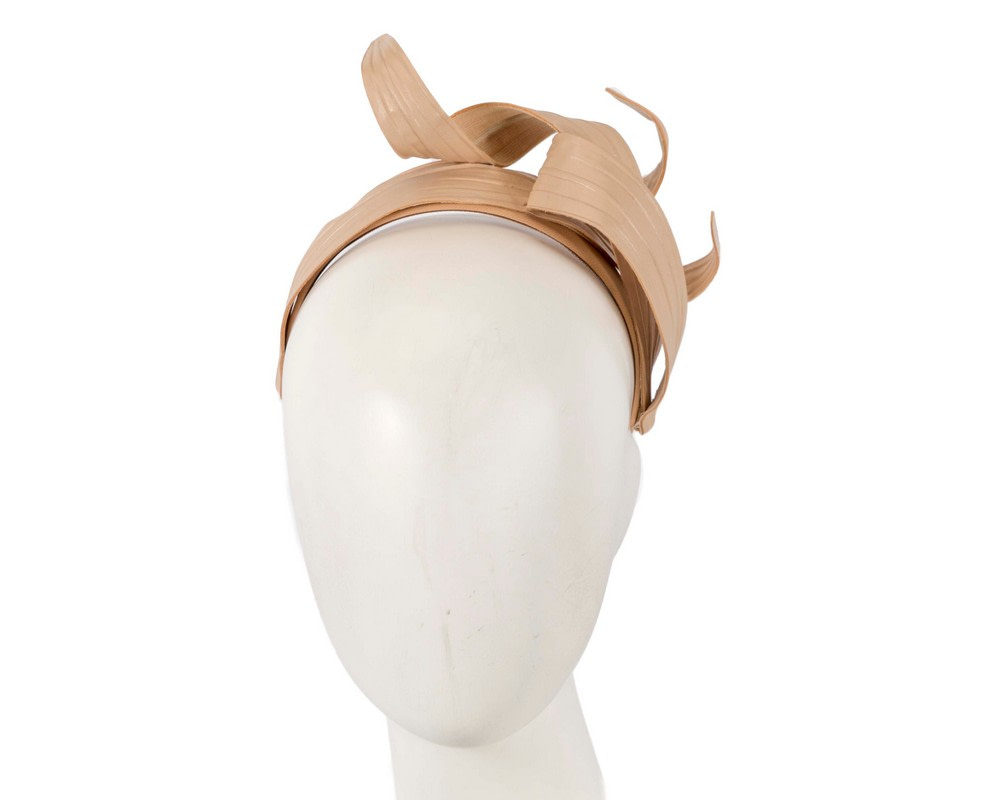 Nude PU leather leaves fascinator by Max Alexander