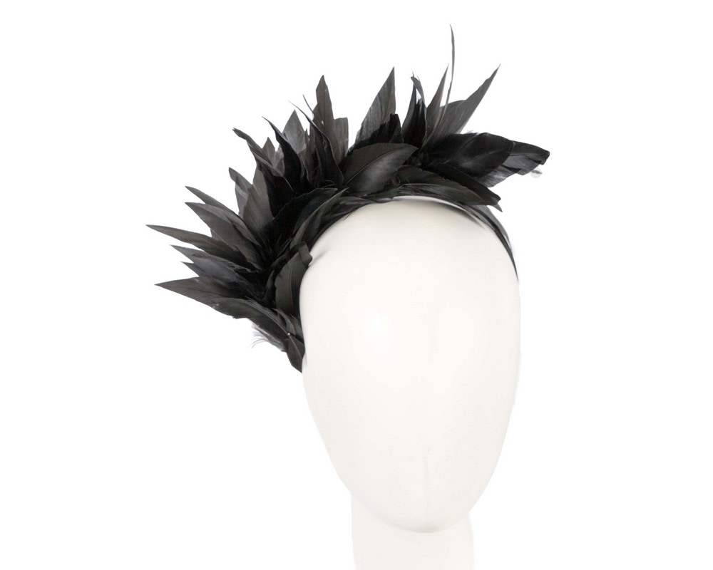Black feather fascinator headband by Max Alexander