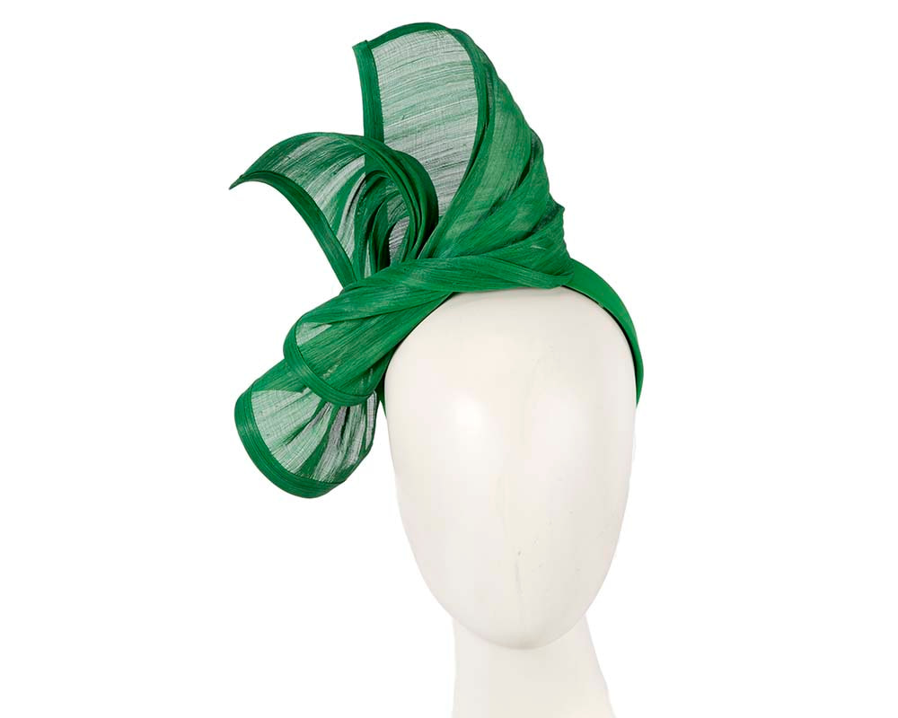 Twisted green silk abaca fascinator by Fillies Collection