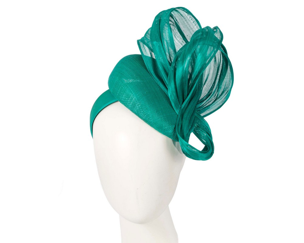 Teal Green pillbox silk abaca bow by Fillies Collection