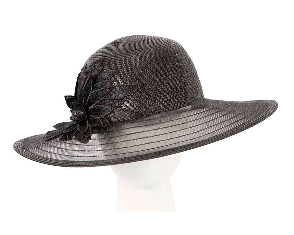 Black wide brim racing hat