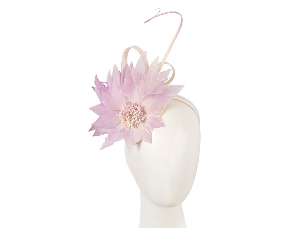 Lilac feather flower fascinator by Max Alexander