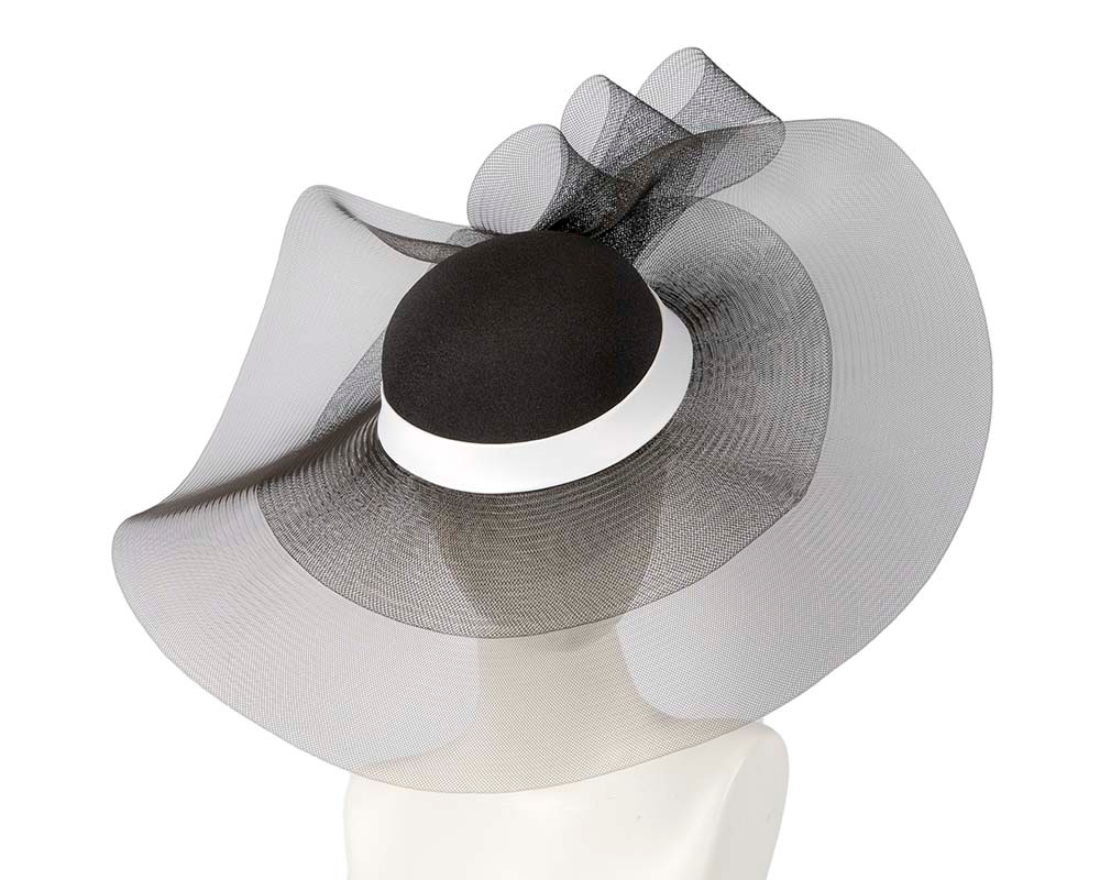 Black & white fashion hat for Melbourne Cup races & special occasions