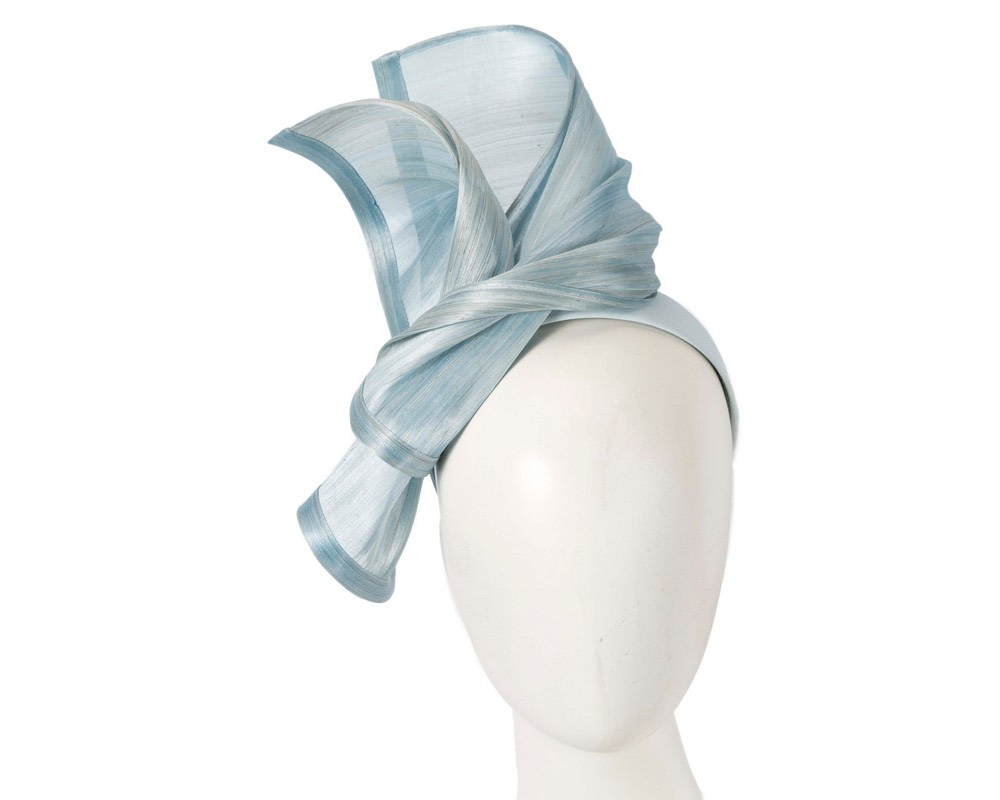Twisted light blue silk abaca fascinator by Fillies Collection