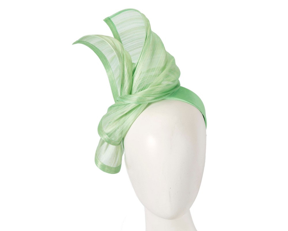 Twisted mint green silk abaca fascinator by Fillies Collection