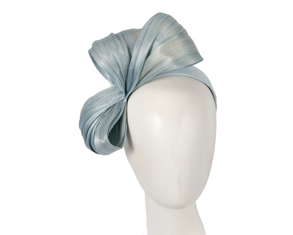 Large light blue bow racing fascinator by Fillies Collection