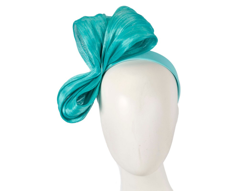 Large turquoise bow racing fascinator by Fillies Collection