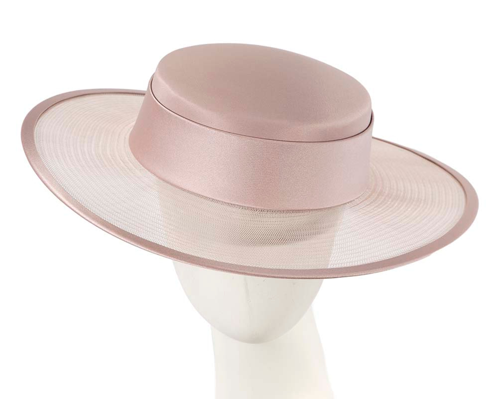 Custom made tea rose boater hat by Cupids Millinery