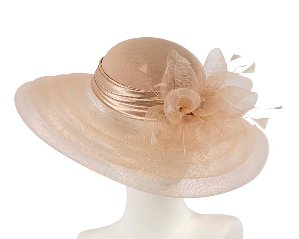 Cashew mother of the bride hat by Cupids Millinery Melbourne