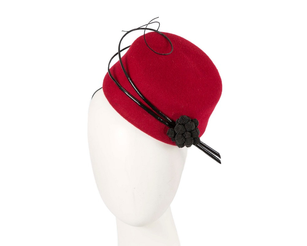 Bespoke red winter racing fascinator by Fillies Collection