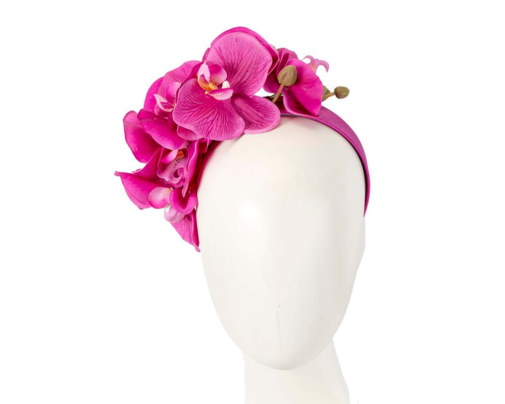Life-like fuchsia orchid flower headband by Fillies Collection