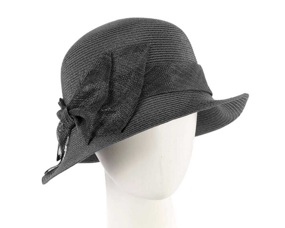 Black cloche hat with bow by Max Alexander