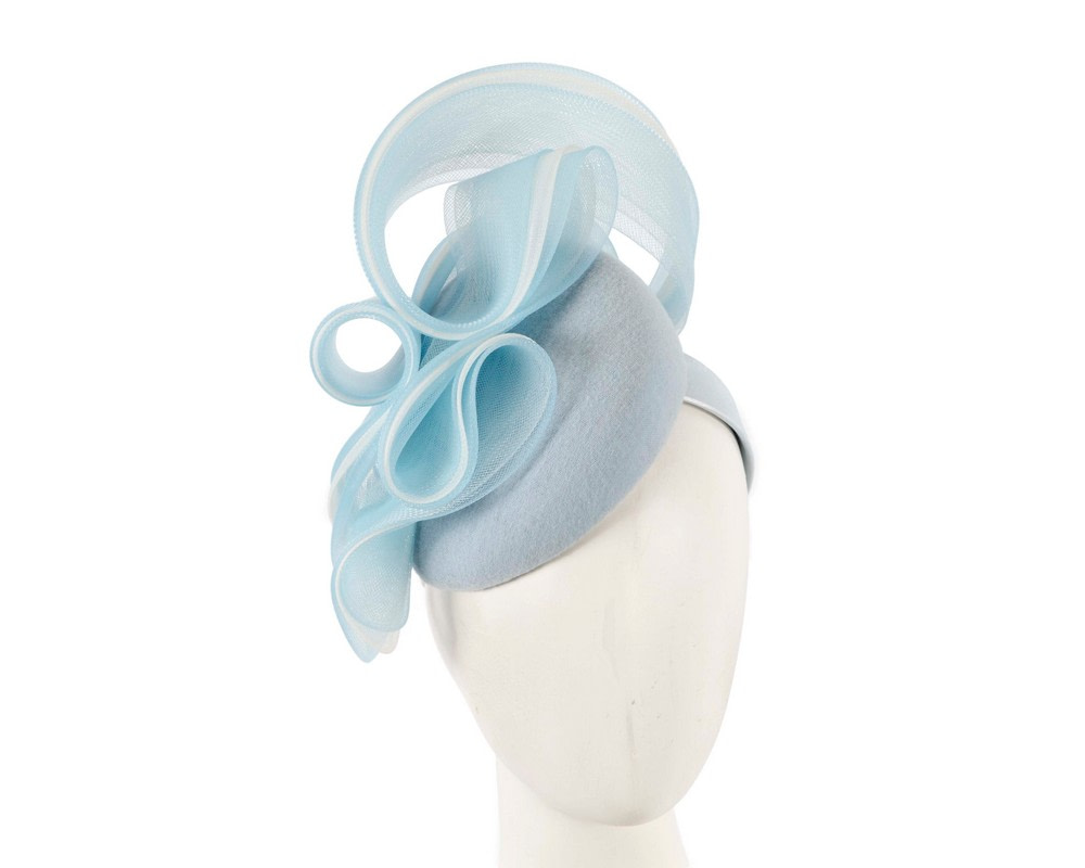 Light blue winter racing pillbox fascinator by Fillies Collection