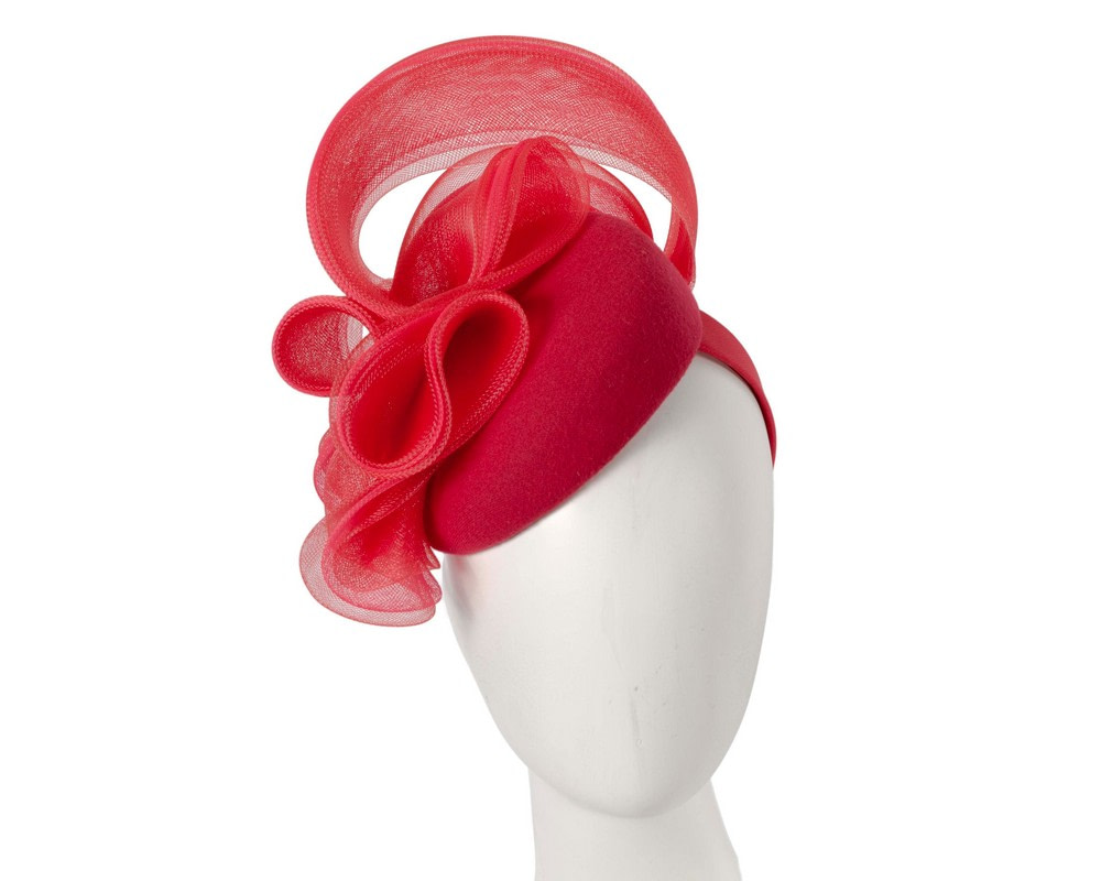 Red winter racing pillbox fascinator by Fillies Collection