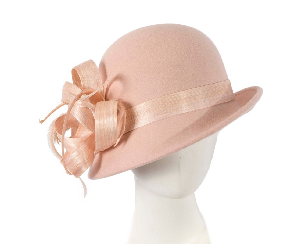 Nude cloche winter fashion hat by Fillies Collection