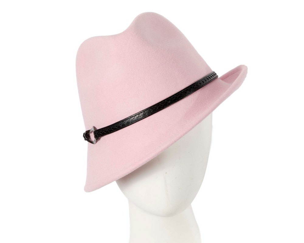 Pink ladies winter felt fedora hat by Max Alexander