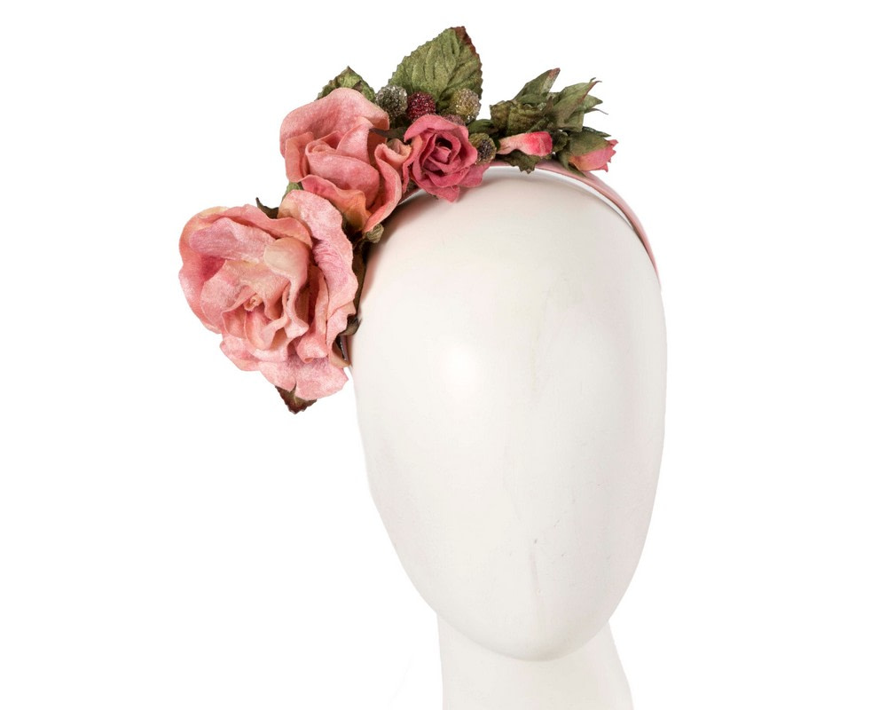 Pink vintage flower fascinator headband by Max Alexander