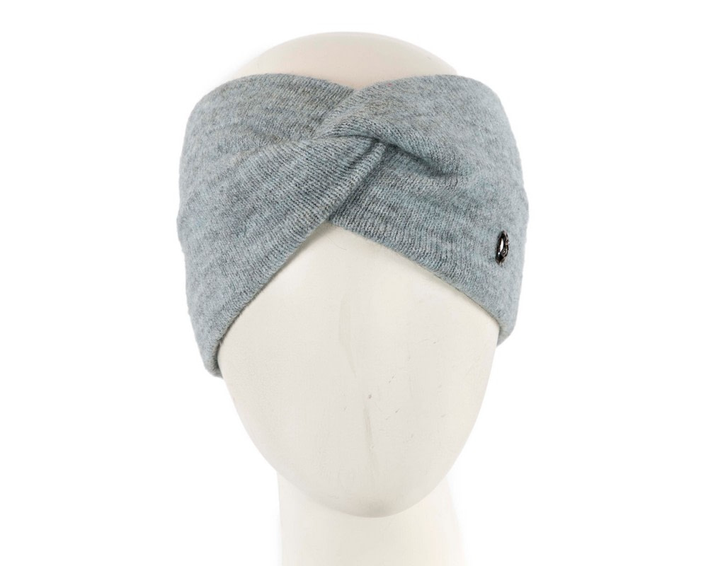 Blue Grey European made woolen headband headscarf