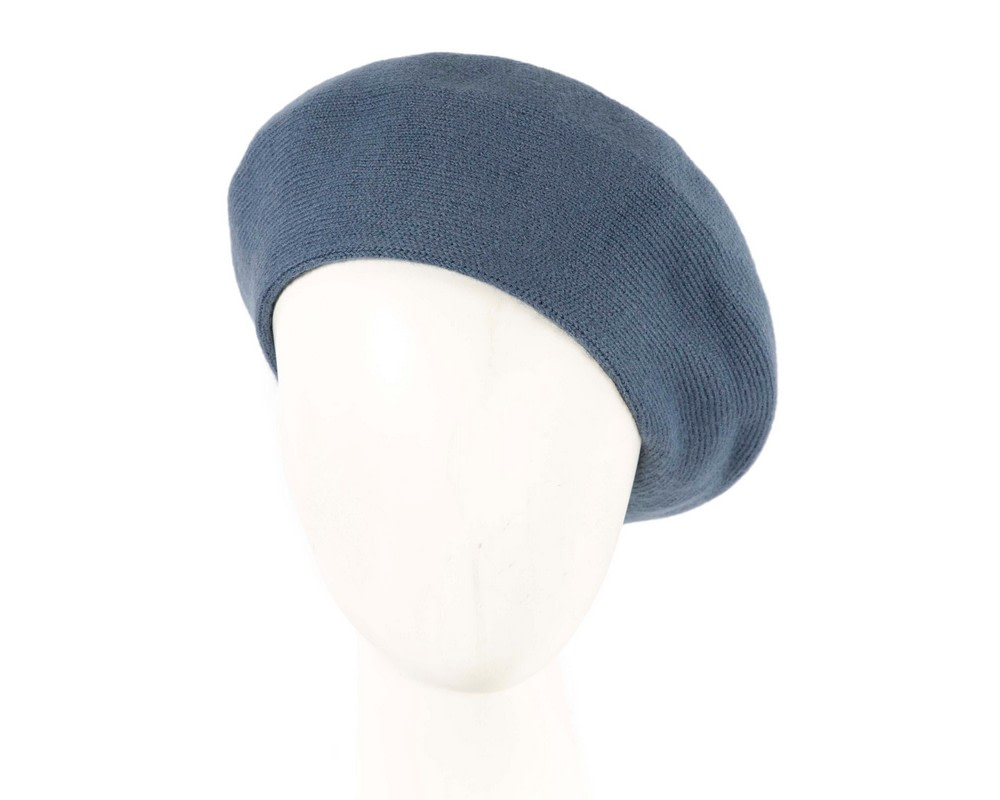 Classic warm denim blue wool beret. Made in Europe
