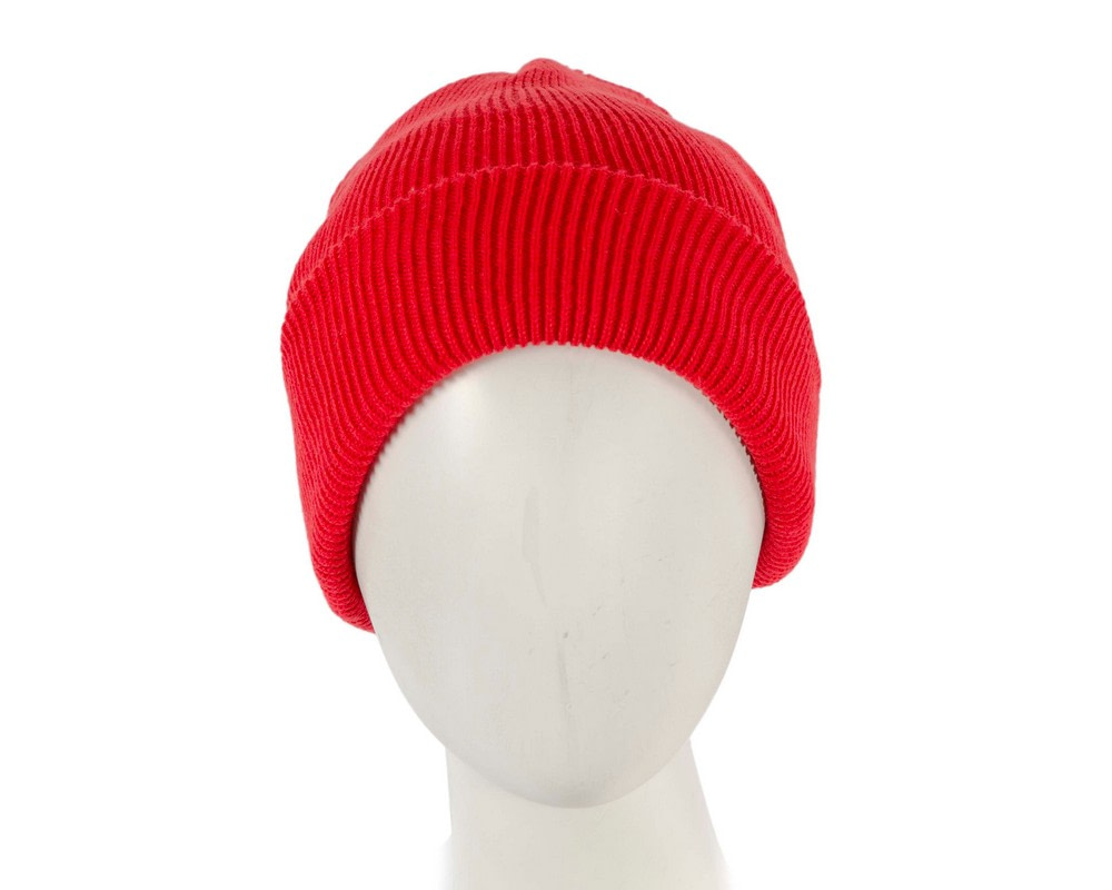 Woolen red beanie ski hat