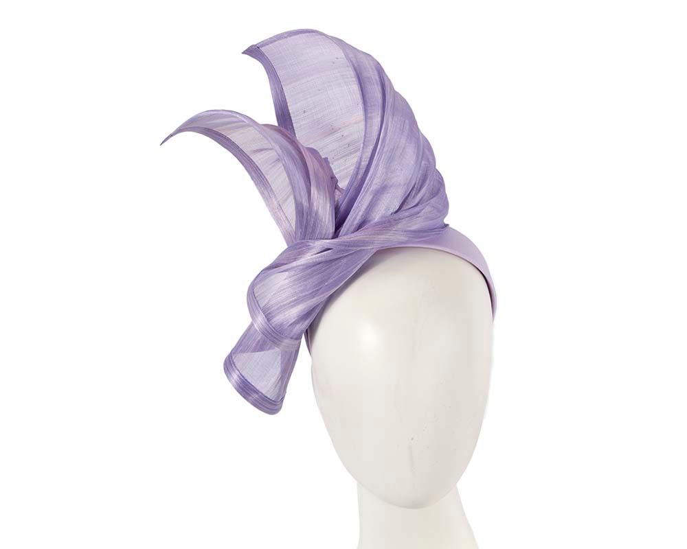 Twisted lilac silk abaca fascinator by Fillies Collection