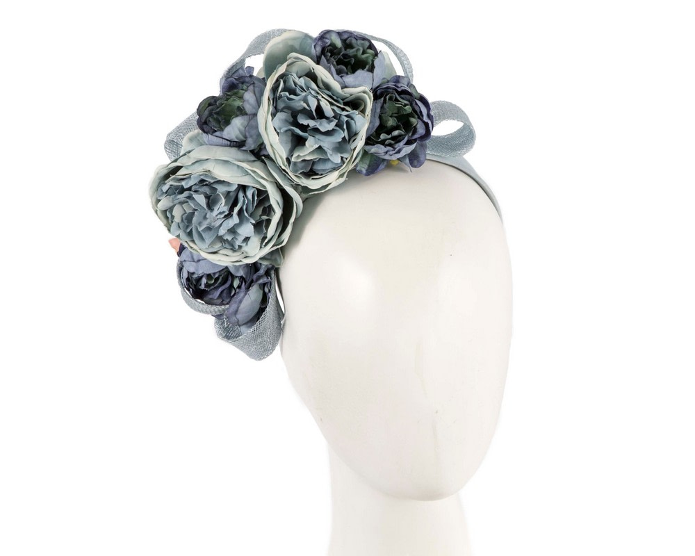 Large blue flower fascinator headband by Max Alexander