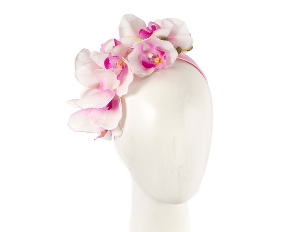 Life-like pink orchid flower headband by Fillies Collection
