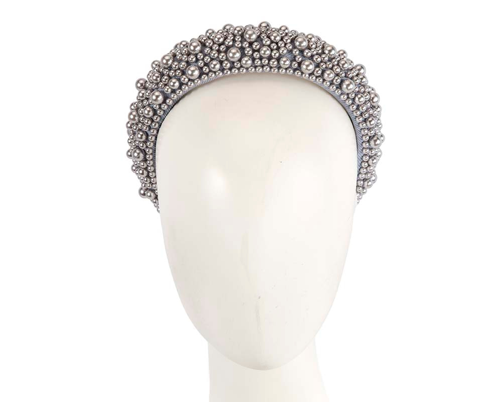 Silver pearls fascinator headband