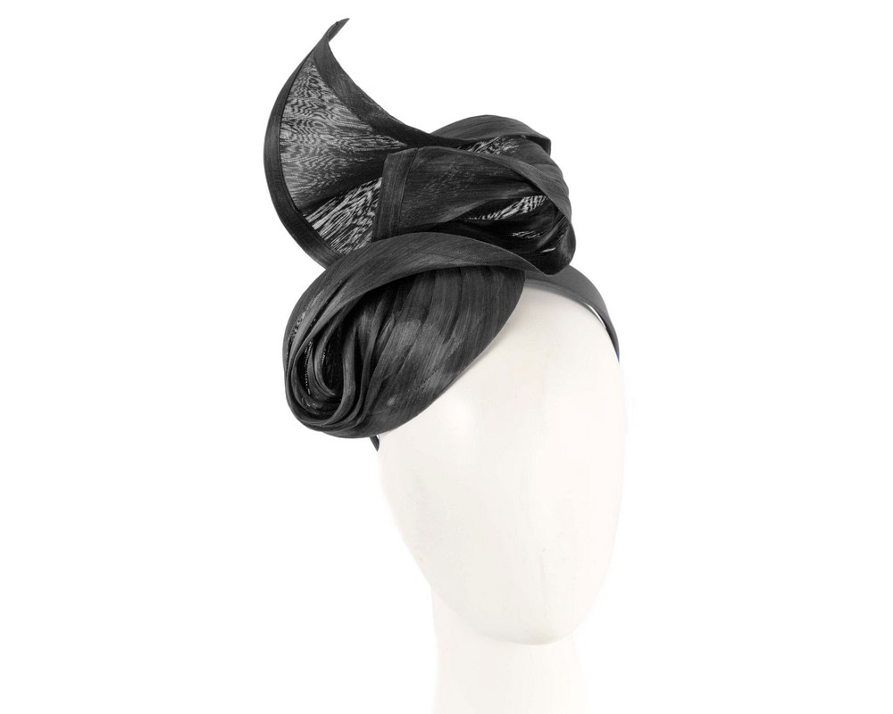 Black silk abaca fascinator by Fillies Collection