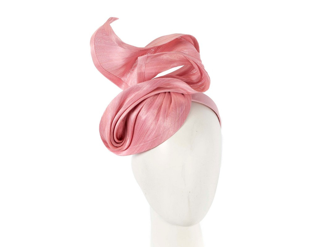 Pink silk abaca fascinator by Fillies Collection