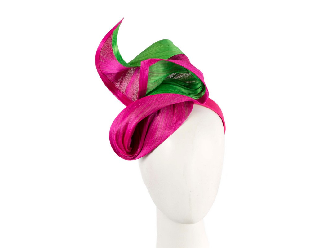 Fuchsia & lime silk abaca fascinator by Fillies Collection
