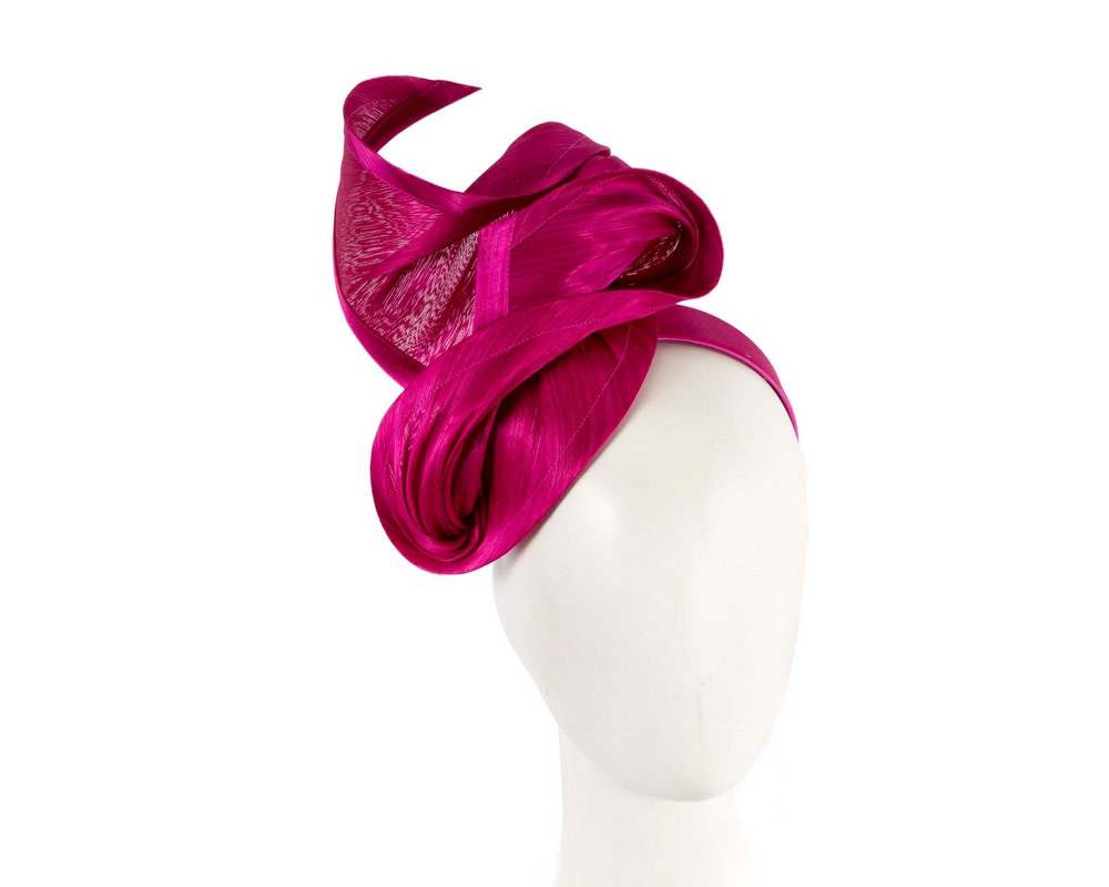Fuchsia silk abaca fascinator by Fillies Collection