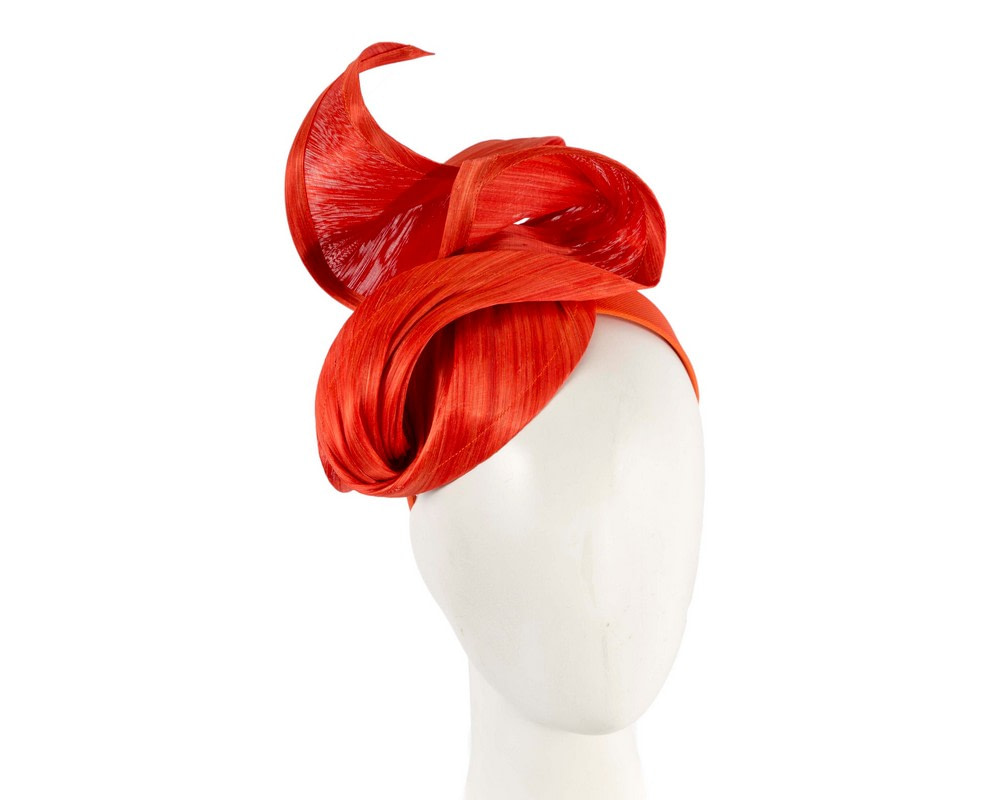 Orange silk abaca fascinator by Fillies Collection