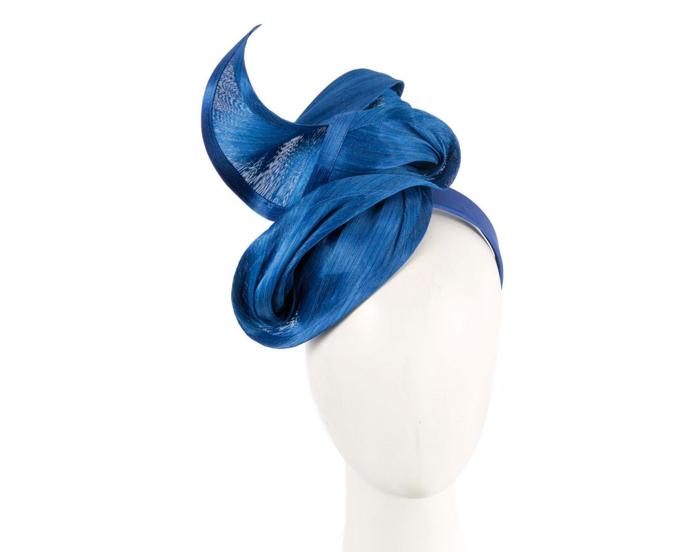 Royal blue silk abaca fascinator by Fillies Collection