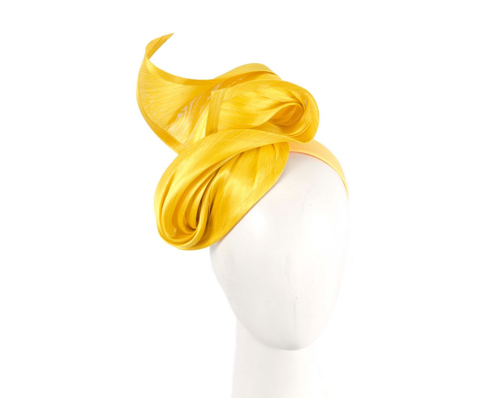 Yellow silk abaca fascinator by Fillies Collection