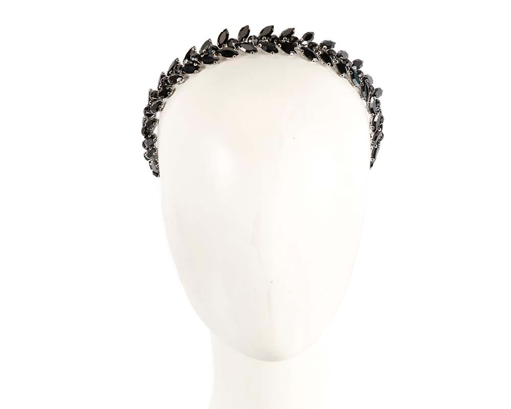 Petite black crystal fascinator headband