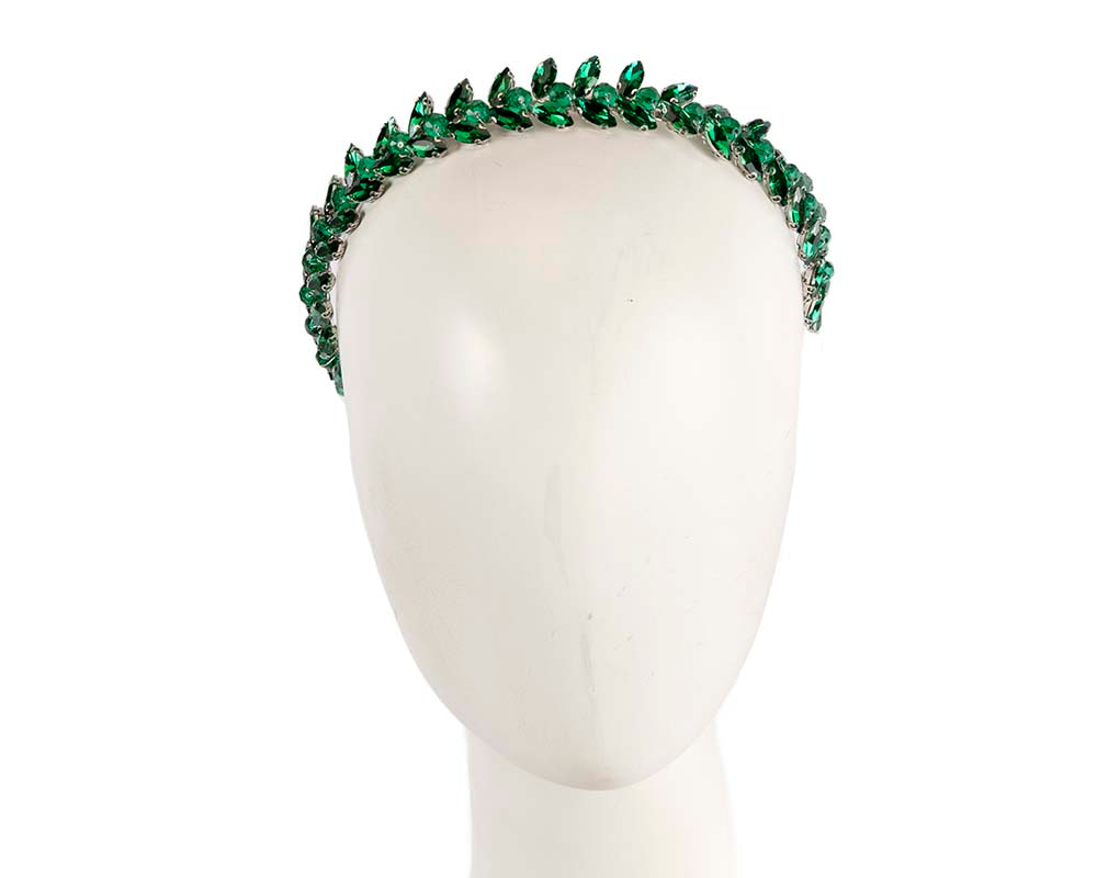 Petite green crystal fascinator headband