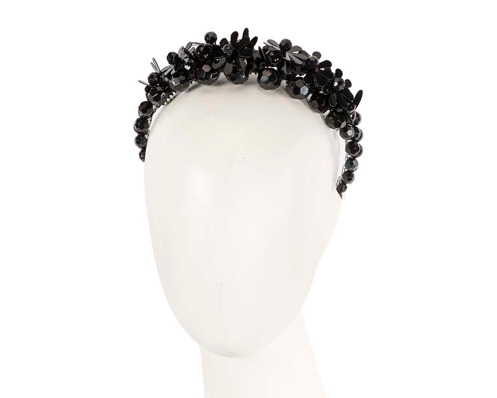 Black plastic flowers fascinator headband