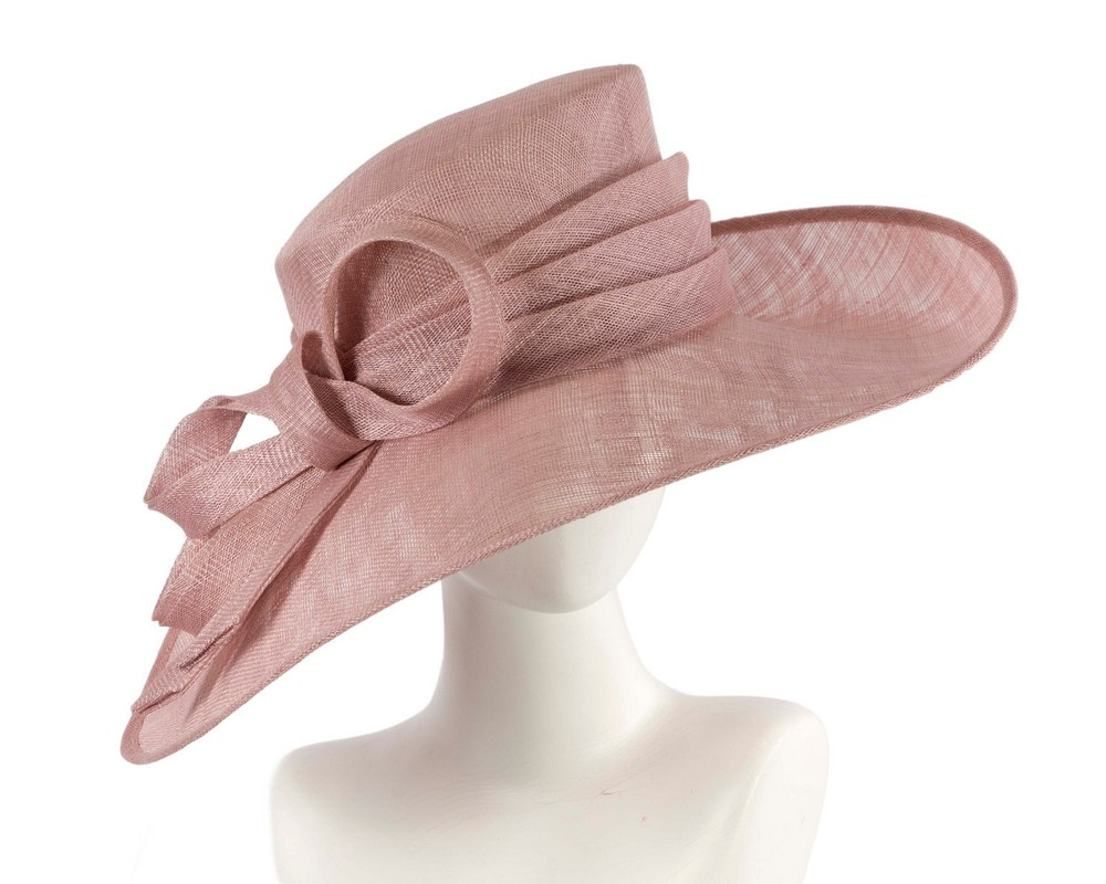 Large dusty pink sinamay hat by Max Alexander