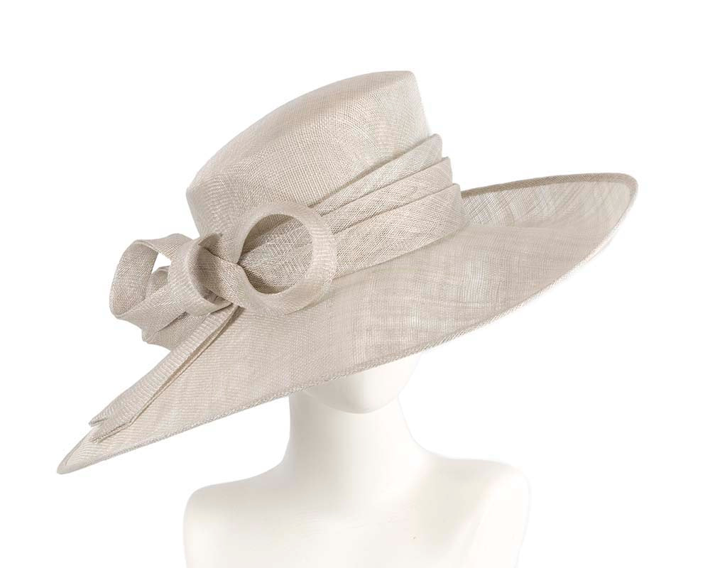 Large silver sinamay hat by Max Alexander
