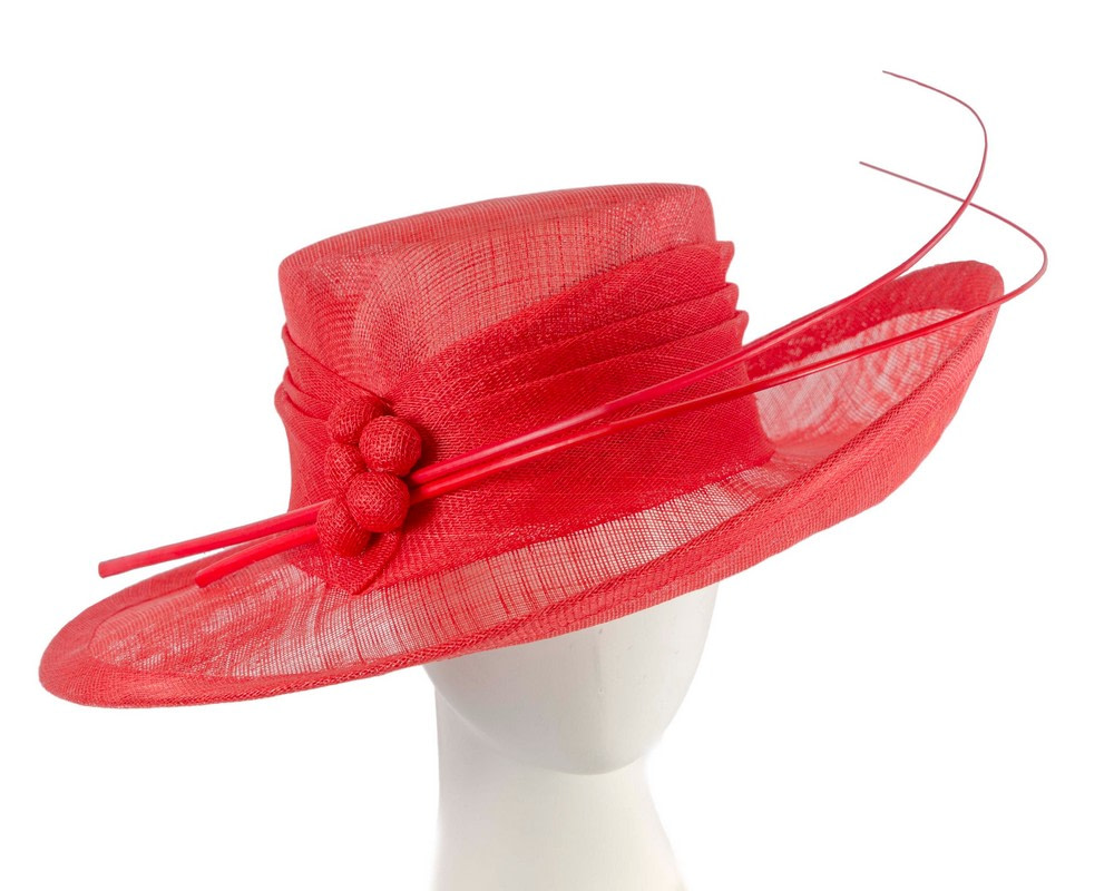 Large red sinamay hat by Max Alexander