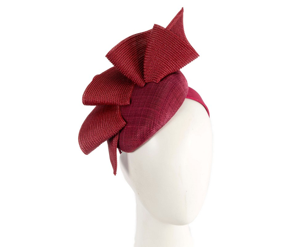Bespoke burgundy pillbox fascinator by Fillies Collection
