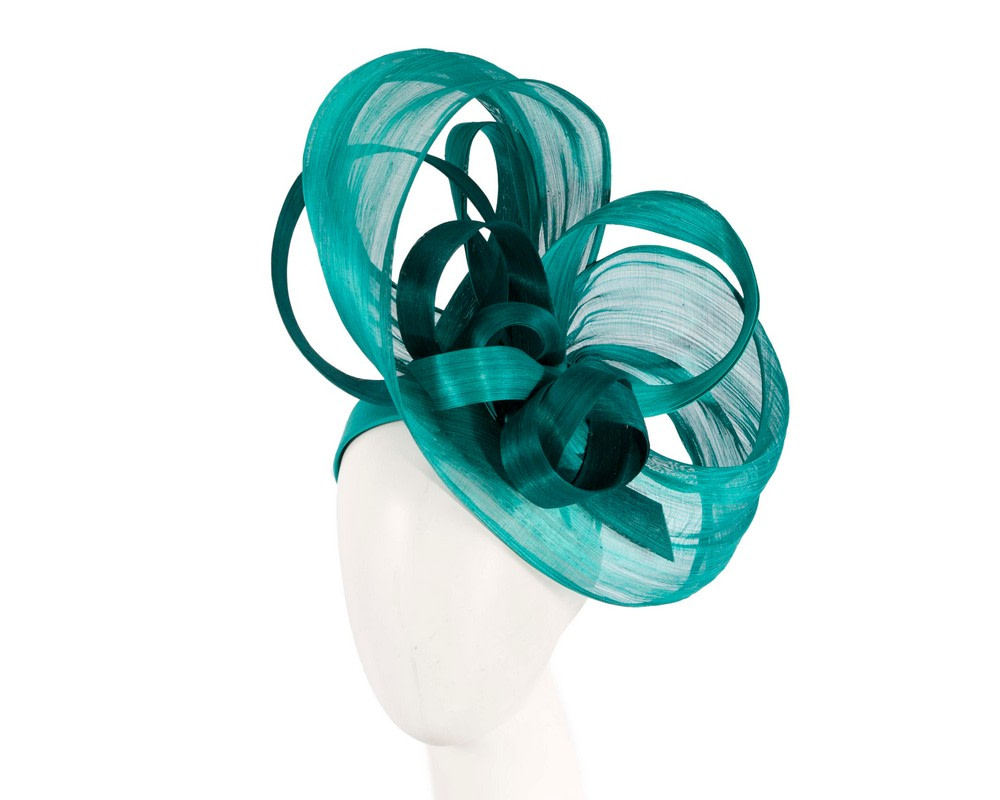Large bespoke teal fascinator by Fillies Collection
