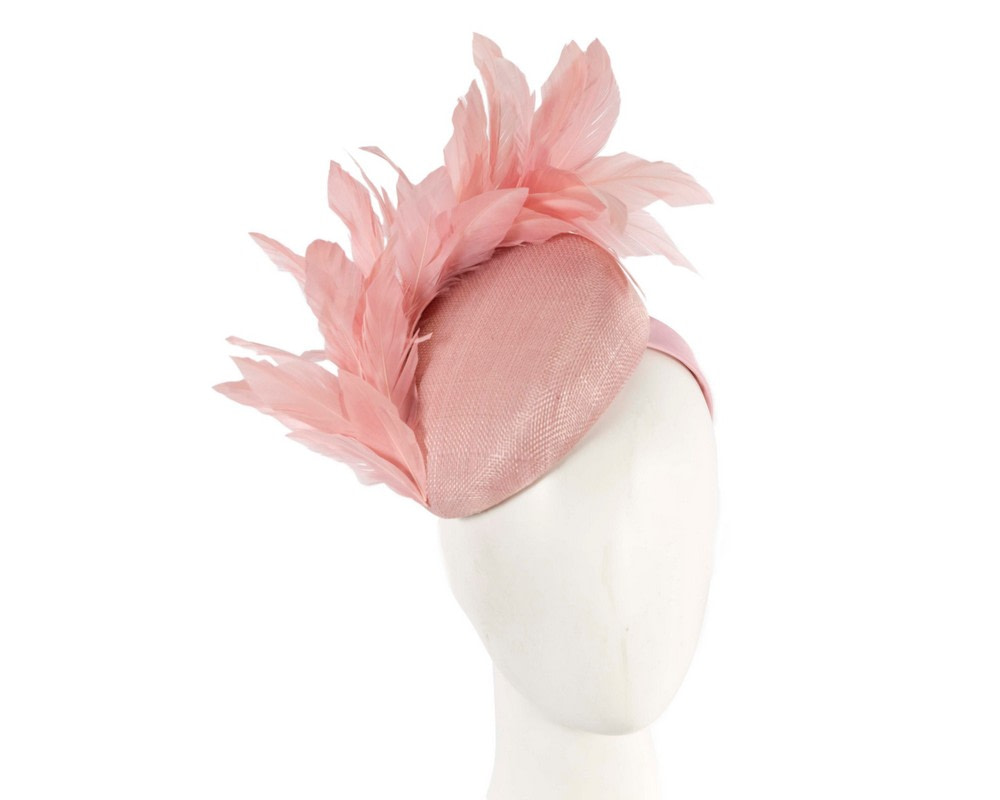 Dusty pink spring racing fascinator with feathers
