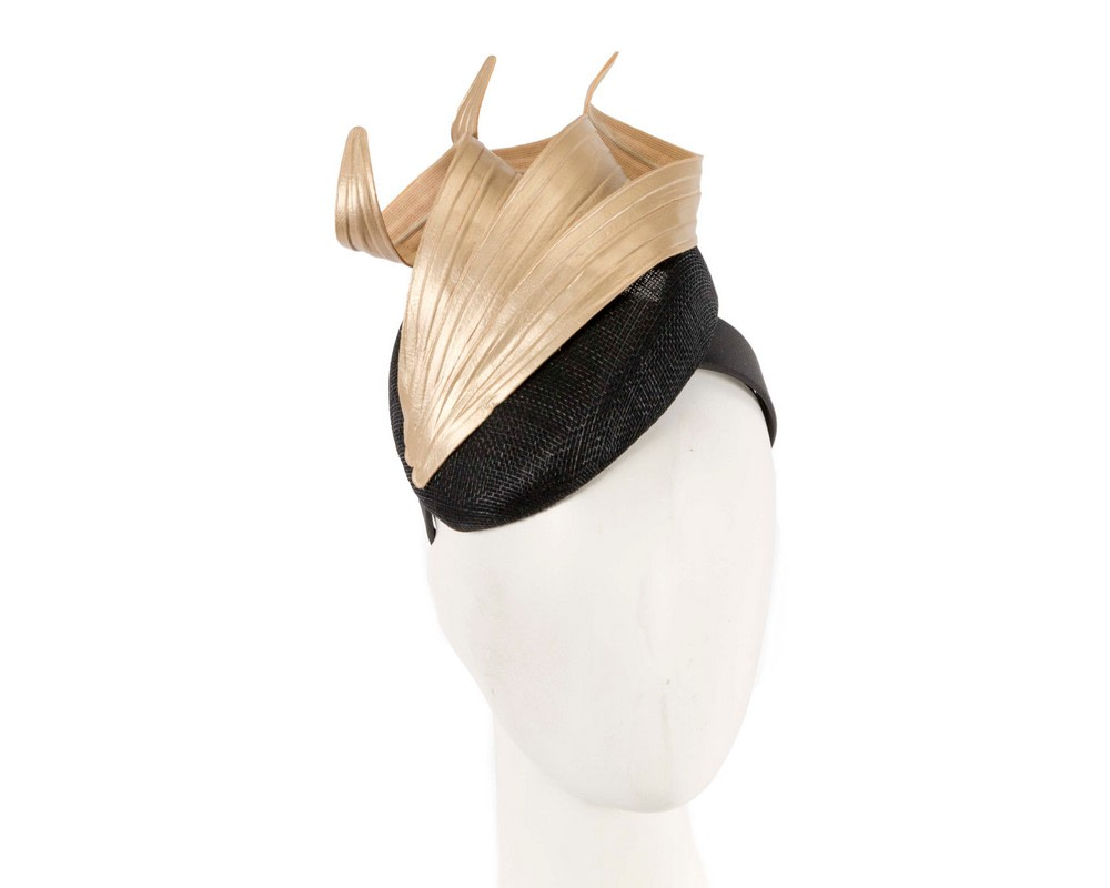 Black & gold pillbox spring racing fascinator by Fillies Collection