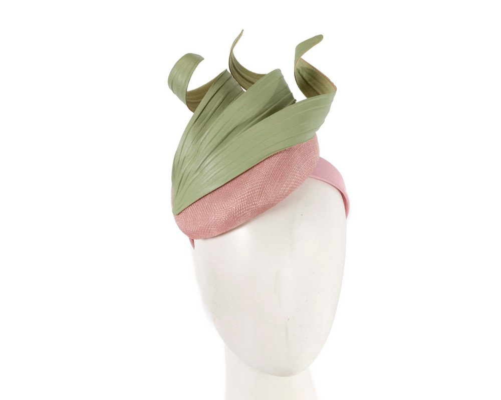 Pink & green pillbox spring racing fascinator by Fillies Collection