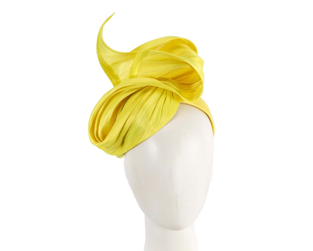 Fluro yellow silk abaca fascinator by Fillies Collection