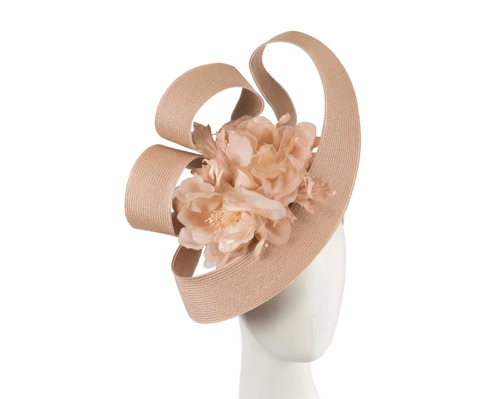 Large nude fascinator with flower by Fillies Collection