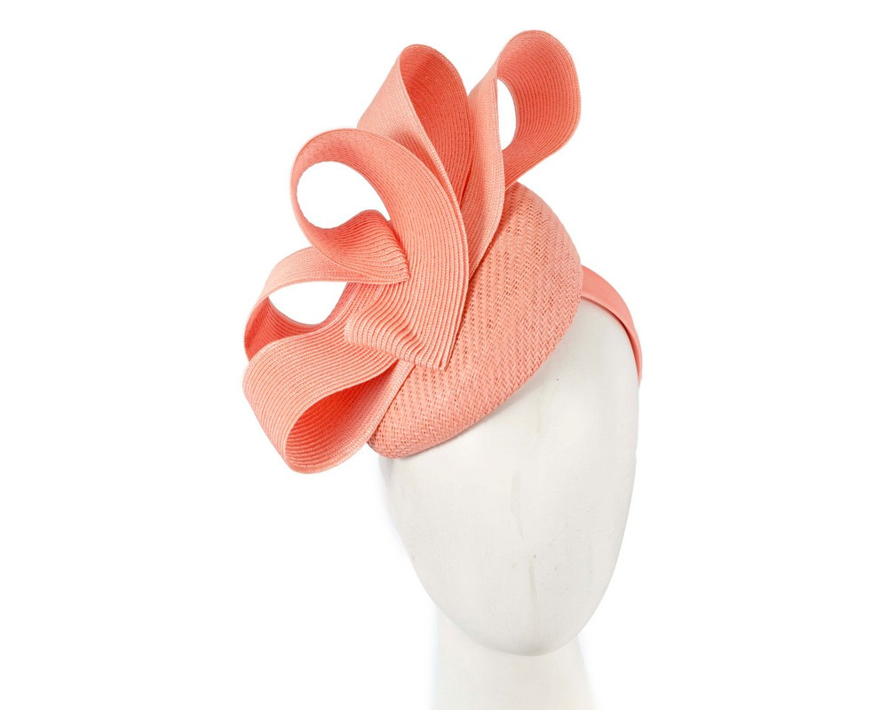 Bespoke coral pillbox fascinator by Fillies Collection